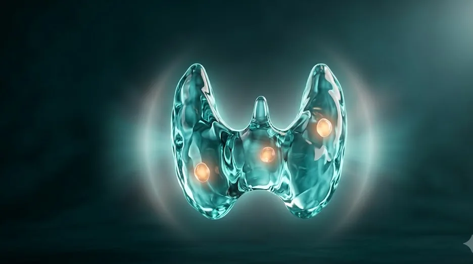Ilustración anatómica de la glándula tiroides